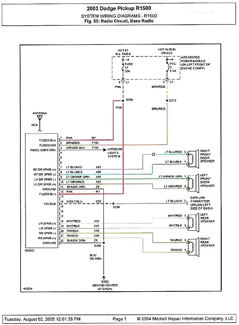 2000 dodge dakota radio wiring diagram
