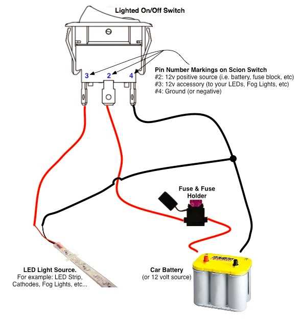 4 pin illuminated rocker switch wiring diagram