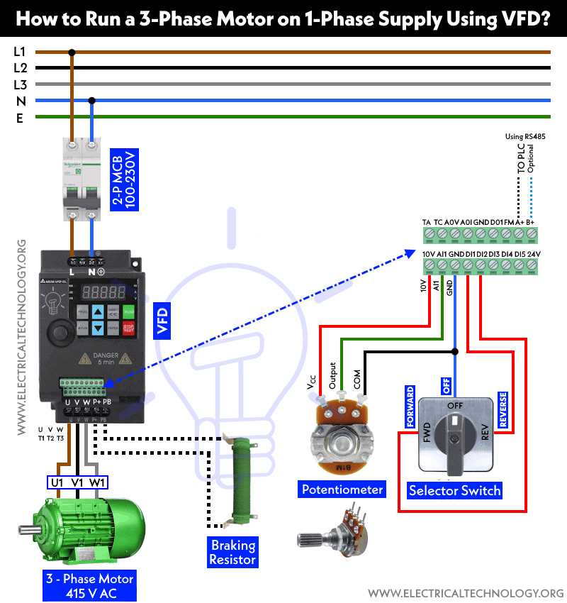 220v single phase to 3 phase converter wiring diagram