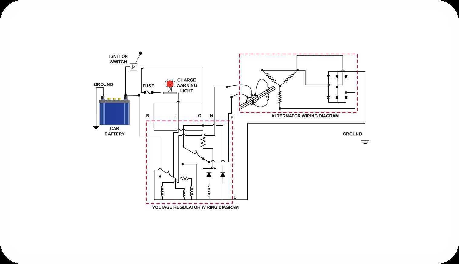 alternator with external regulator wiring diagram