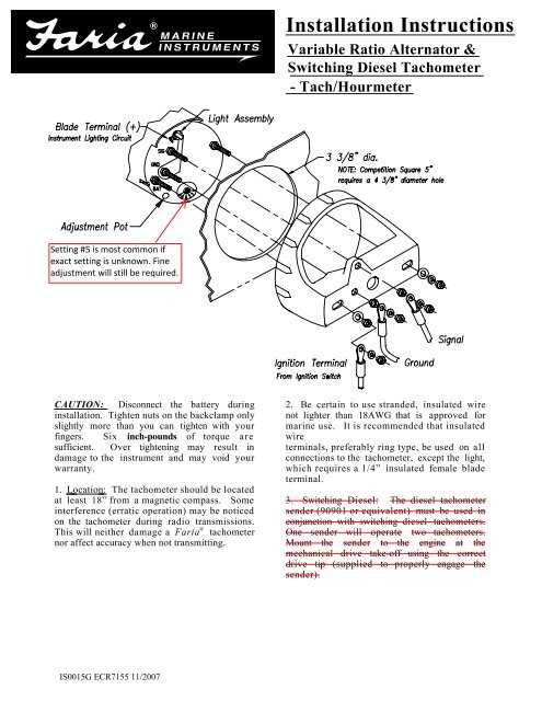 boat tachometer wiring diagram