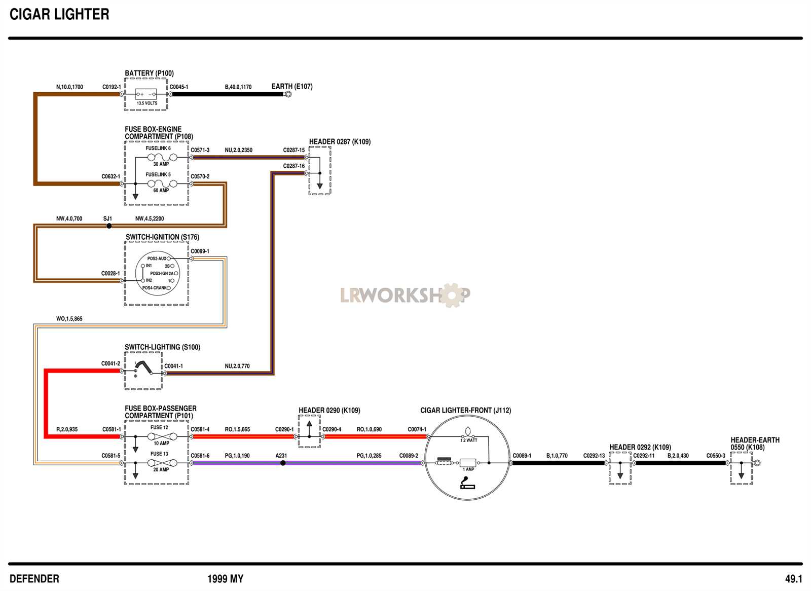 cigarette lighter socket wiring diagram