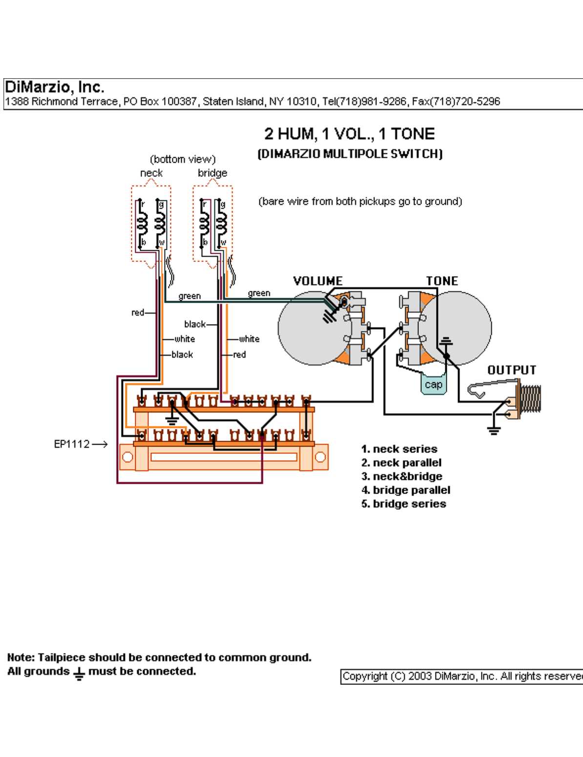 hsh wiring diagram 5 way switch 1 volume 1 tone