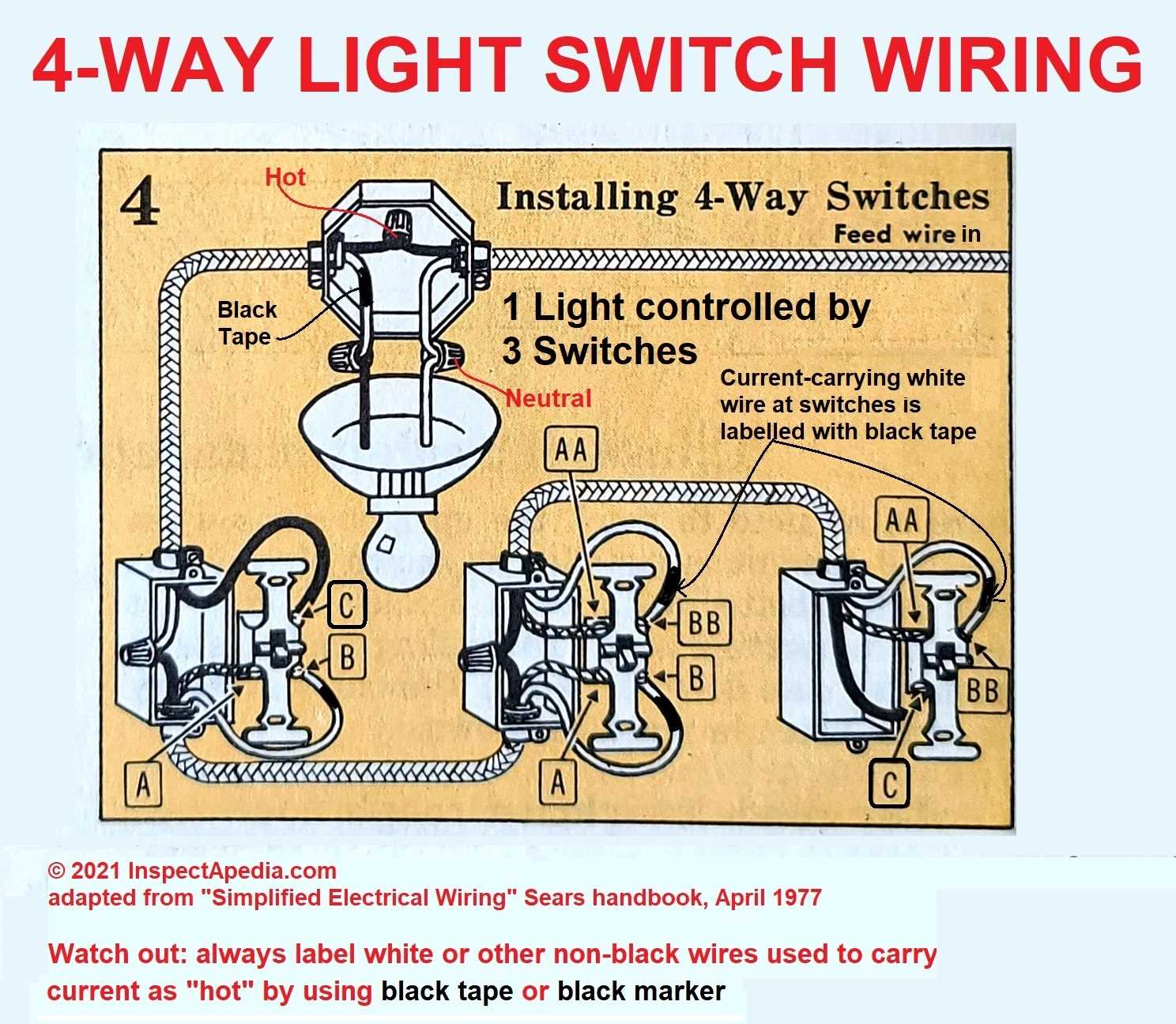 wiring diagram for 4 way light switch