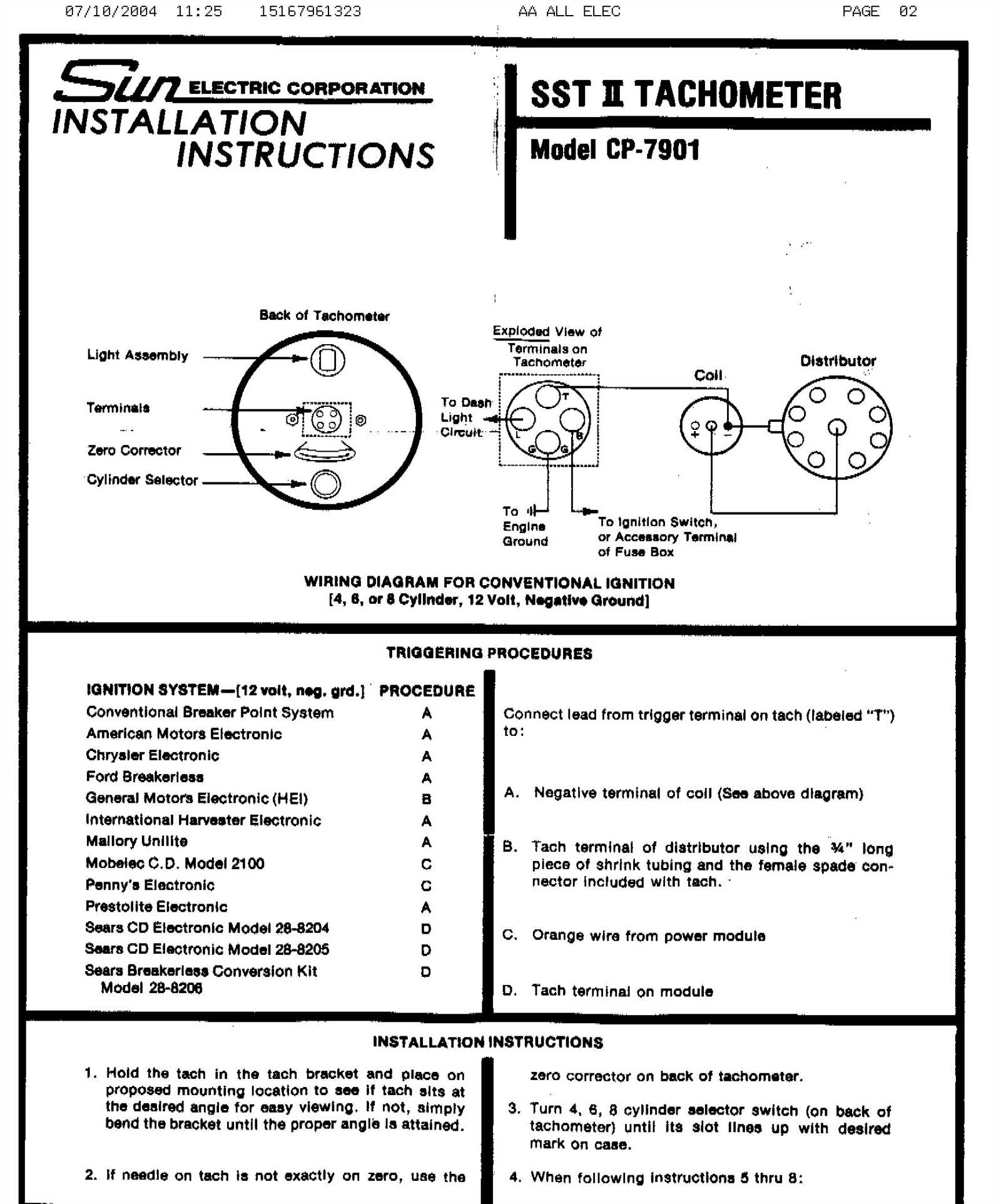 wiring diagram for sun super tach 2