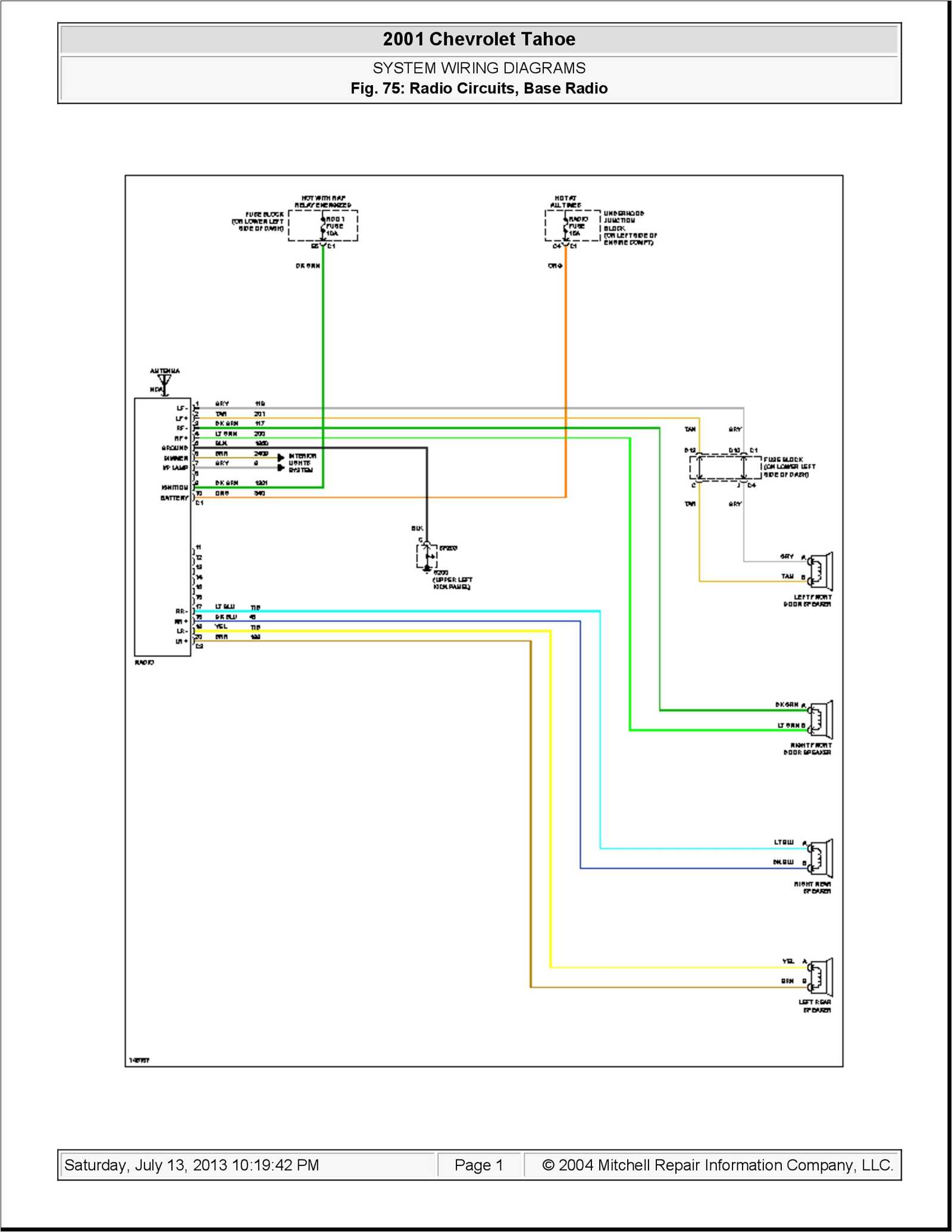 speaker wiring 2001 chevy radio wiring diagram