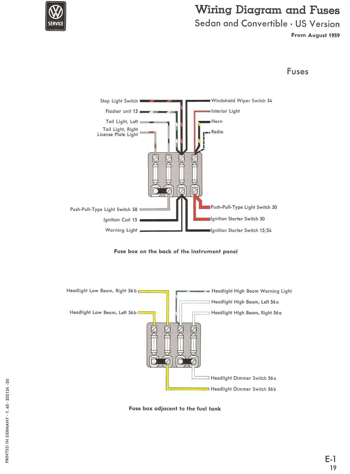 fuse box wiring diagram for 1965 vw bug