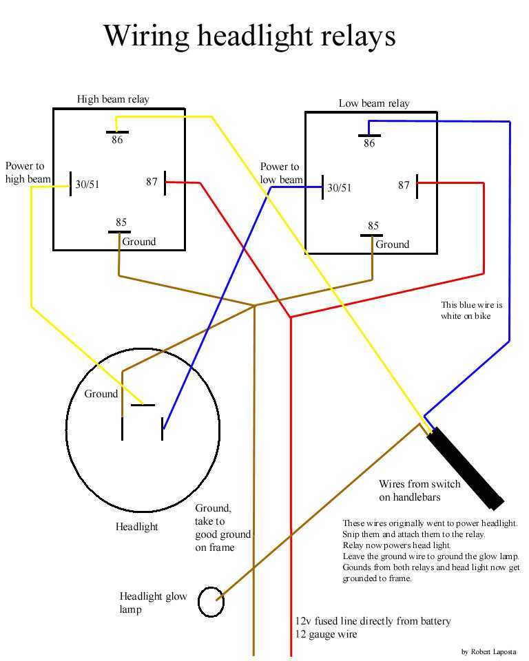 headlight high beam low beam wiring diagram