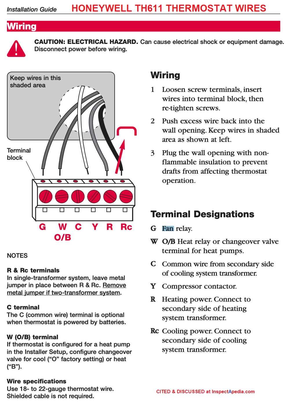 honeywell 2 wire thermostat wiring diagram heat only