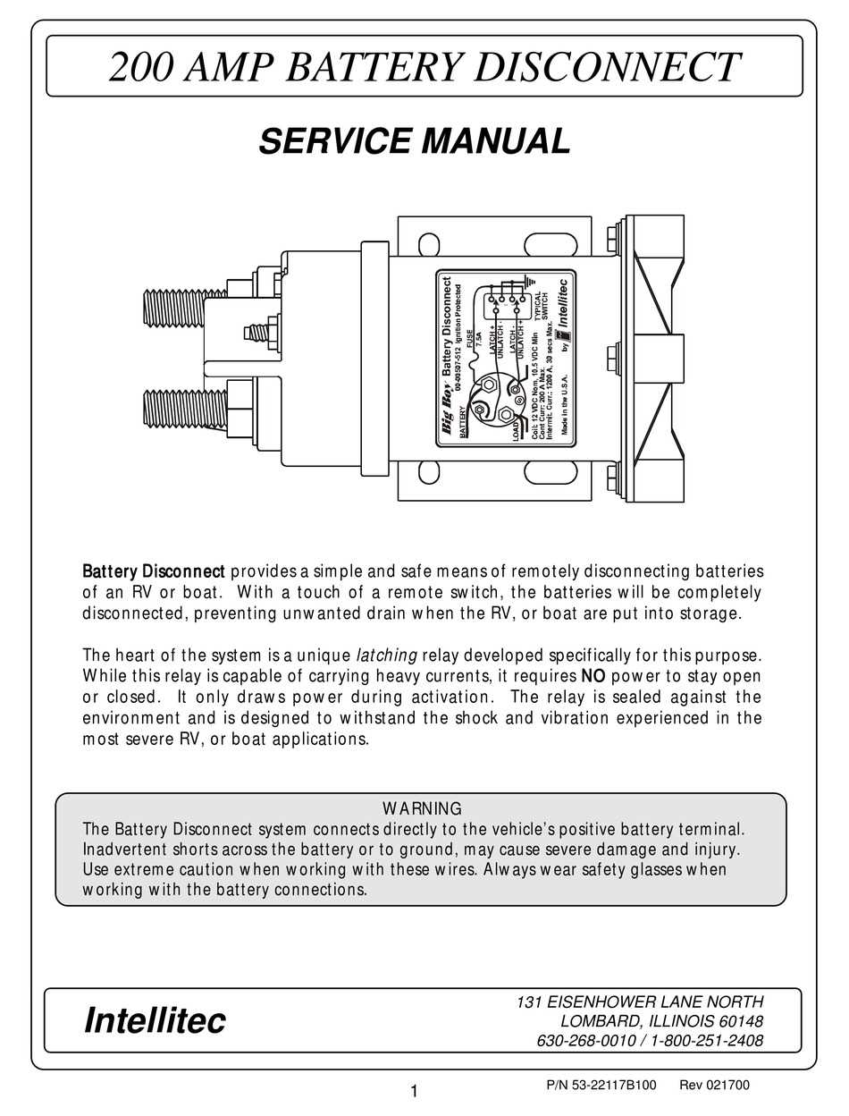 intellitec battery disconnect relay wiring diagram