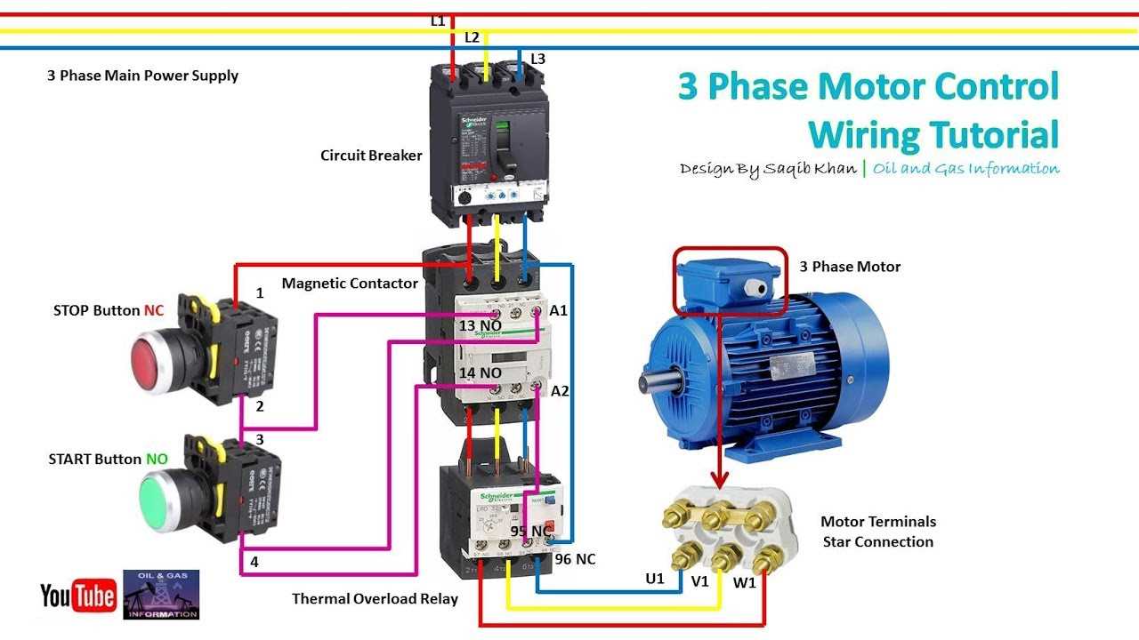 wiring diagram for 3 phase motor