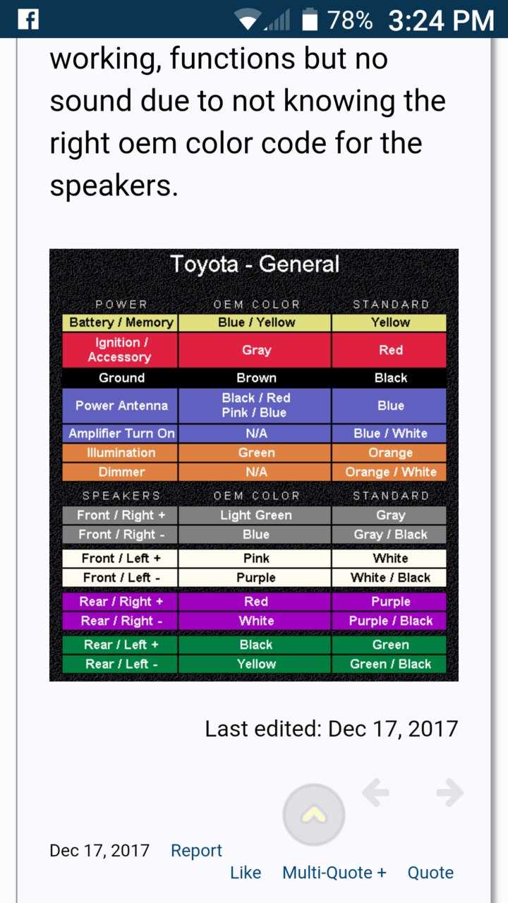 toyota stereo wiring diagram color codes