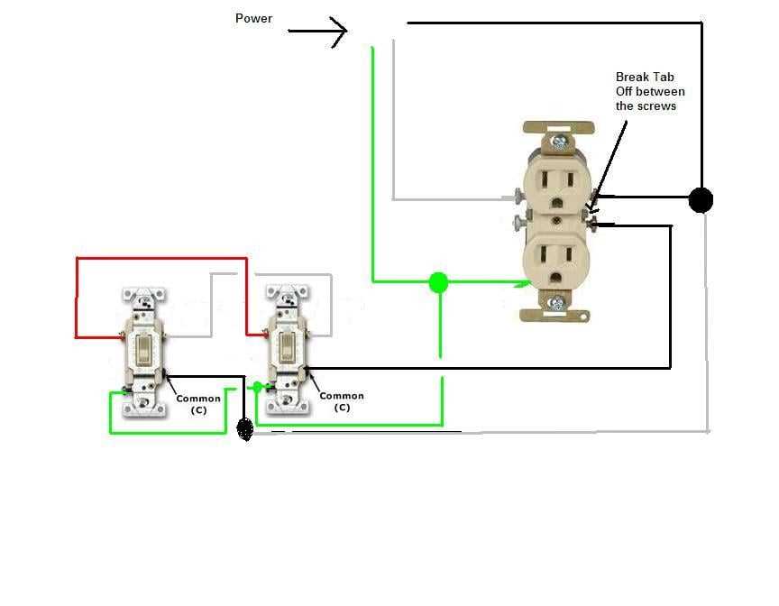 switched outlet wiring diagram