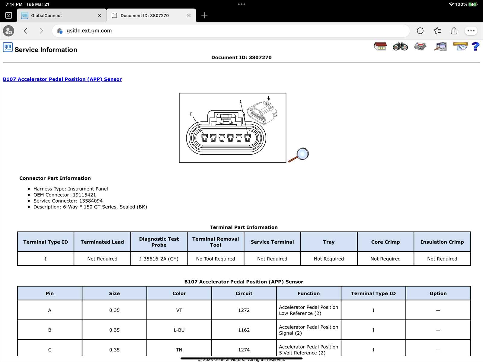 6 pin accelerator pedal position sensor wiring diagram