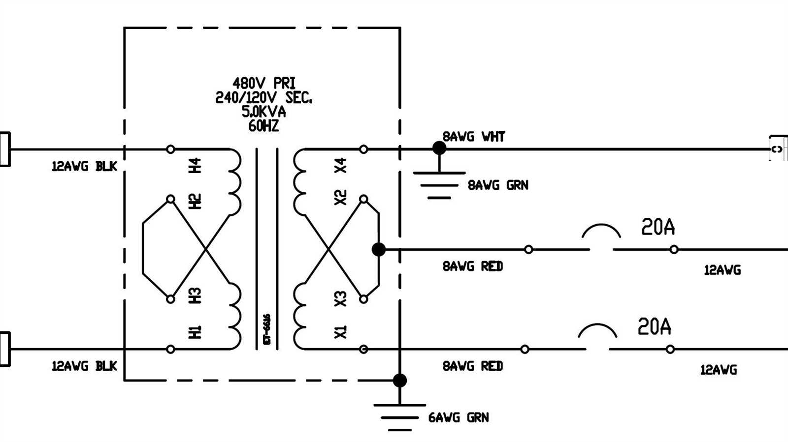 transformer wiring diagram 480 to 240