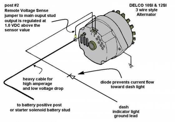 wiring diagram for 3 wire alternator