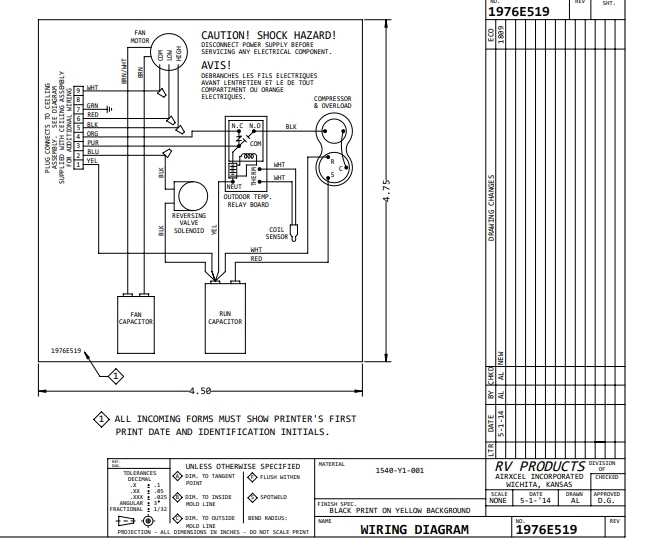 coleman air conditioner wiring diagram