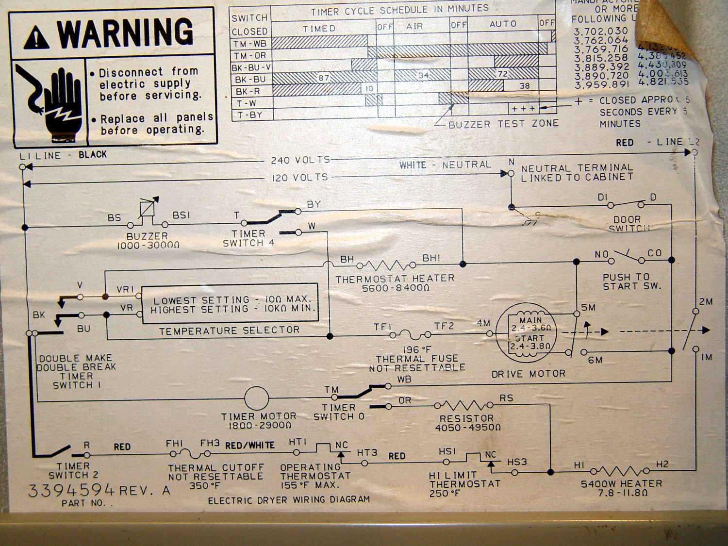 wiring diagram for kenmore dryer