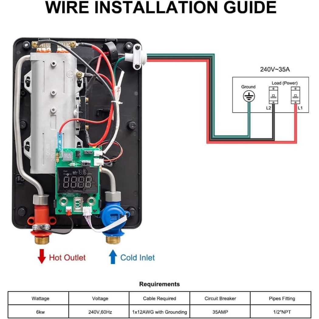 240v electric tankless water heater wiring diagram