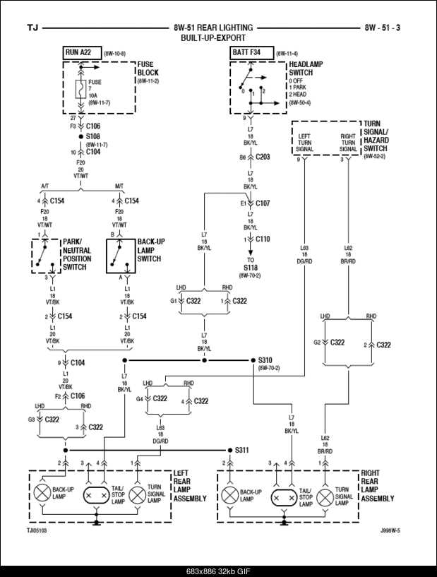 jeep yj tail light wiring diagram